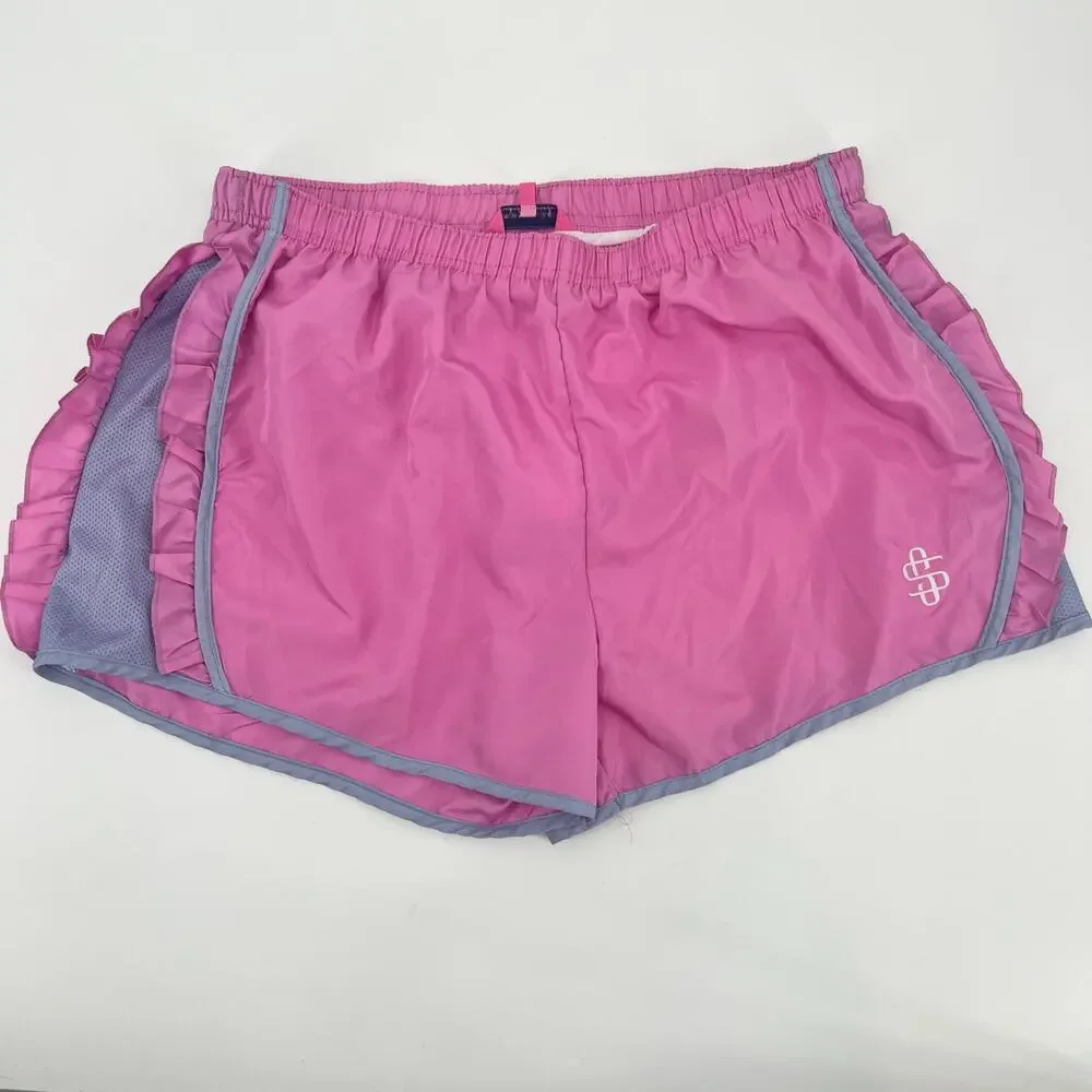 SIMPLY SOUTHERN PREPPY BUBBLE GUM ruffle running SHORTS Barbie Athleisure large